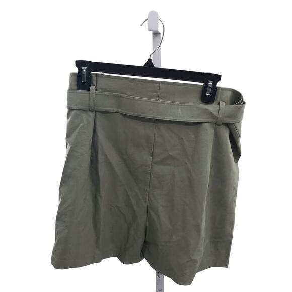 Topshop Green Coated Button Front Tie Waist Shorts - Picture 4 of 8